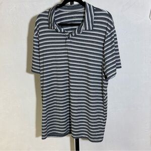 OldNavy XL Tall Striped Short-Sleeve Polo Shirt in Gray and White
